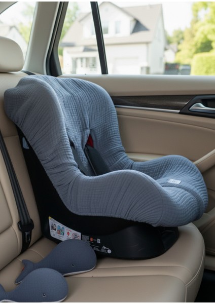 4 Katlı Müslin Bebek Oto Koltuk Kılıfı Lastikli %100 Pamuk Organik Oto Koltuk Kılıfı