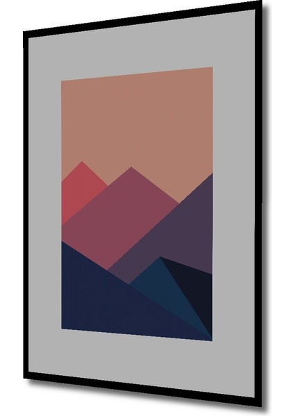 Dekoratif Ahşap Dikdörtgen Tablo Renkli Dağlar Çerçeve Görünümlü fiyatları