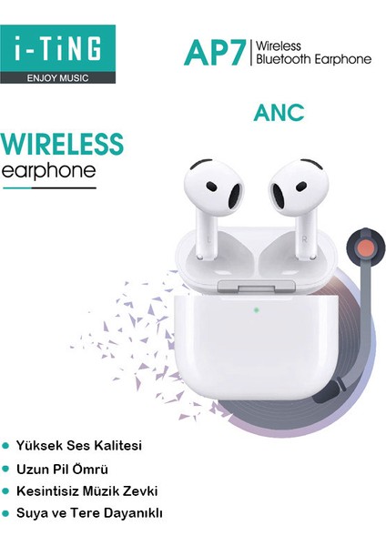 Air Pro 4 ANC Gürültü Engelleyici 4.Nesil A+++ Kalite İOS Android Tüm Telefonlar İle Uyumlu Bluetooth Kulaklık