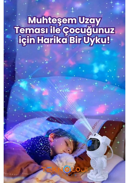 Gece Lambası Yıldız Projektör Astronot Işıklı Galaksi Samanyolu Projeksiyon Kumandalı fırsatları