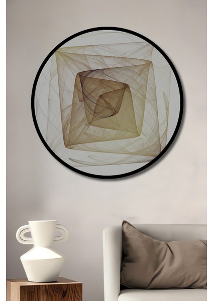 Dekoratif Ahşap Yuvarlak Çerçeve Görünümlü Tablo Iç Içe Şekiller