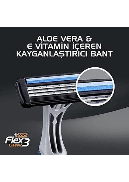 Bıc Flex 3 Erkek Tıraş Bıçağı 6'lı Blister (3 Bıçak), Birbirinden Bağımsız Hareket Edebilen 3 Bıçak, Oynar Başlık, Aloe Vera ile Zenginleştirilmiş Kayganlaştırıcı Jel Şerit modelleri