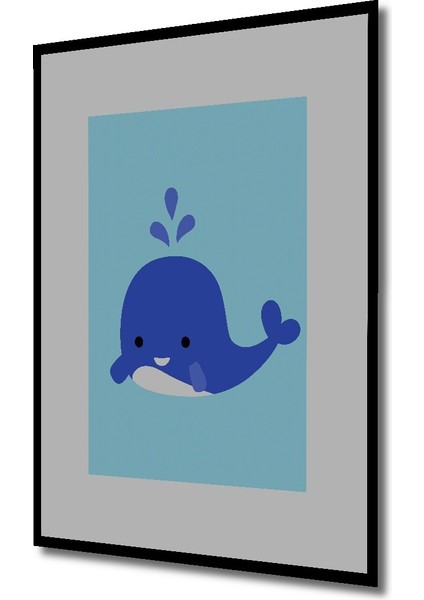 Dekoratif Ahşap Dikdörtgen Tablo Mavi Balina Çerçeve Görünümlü fiyatları