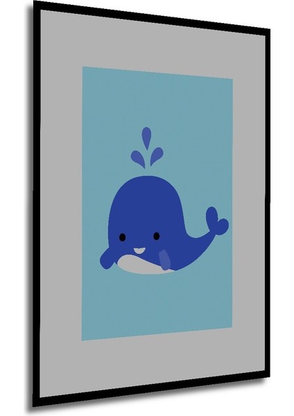 Dekoratif Ahşap Dikdörtgen Tablo Mavi Balina Çerçeve Görünümlü modelleri