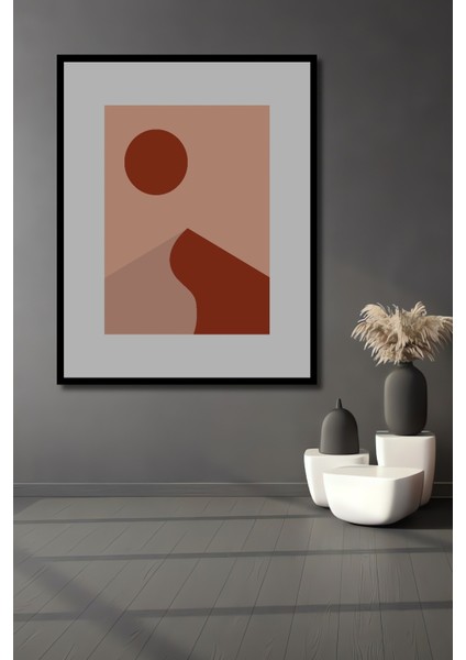 Dekoratif Ahşap Dikdörtgen Tablo Çöl Manzarası Çerçeve Görünümlü