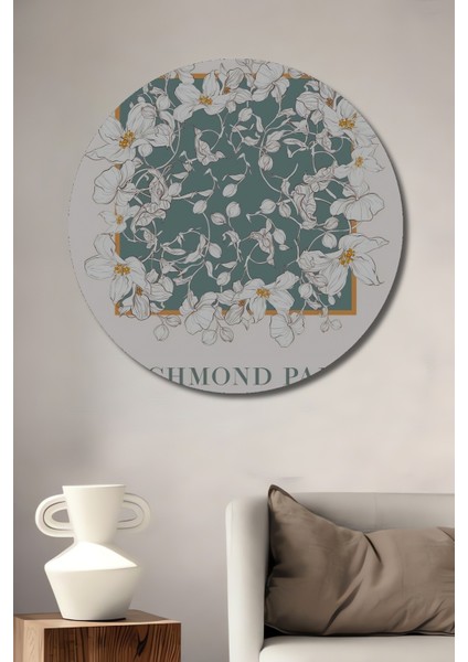 Dekoratif Ahşap Yuvarlak Tablo Richmond Park Çiçekler