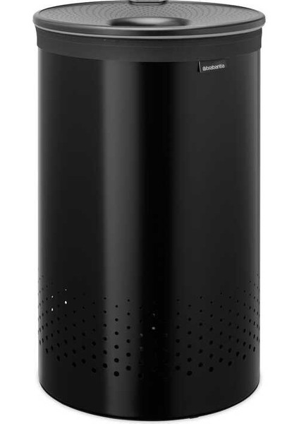 Matt Black Plastik Kapaklı Çamaşır Sepeti 60LT