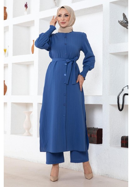 Yırtmaç Detaylı Takım Indigo MSW19233-2