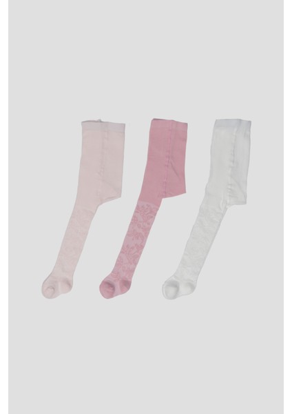 3 Adet Jakar Desenli Pamuklu Kız Çocuk ve Bebek Külotlu Çorap fırsatları