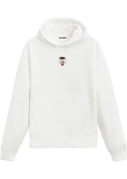 Kahve Fincanı Figürlü Minimal Hoodie