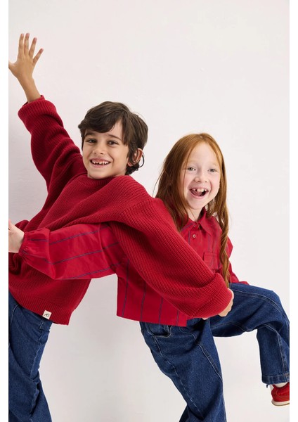 Pamuk Örme Kazak Kırmızı fırsatları