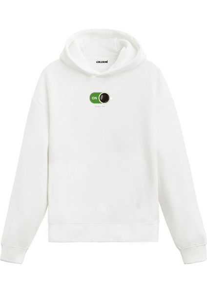 Power On Kahve Temalı Minimal Hoodie