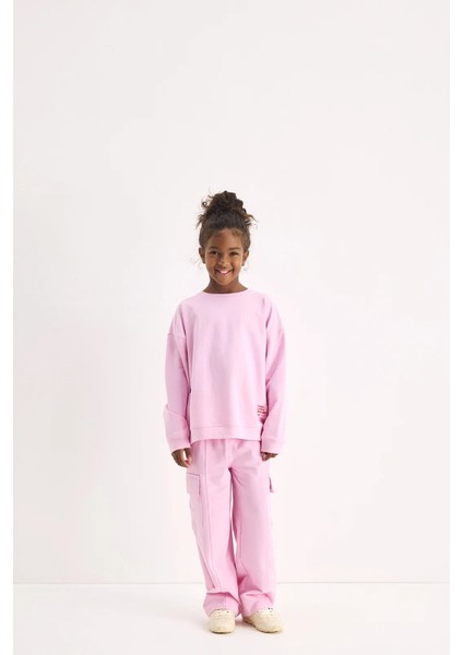 Pembe Oversize Nakışlı Sweatshirt fiyatları