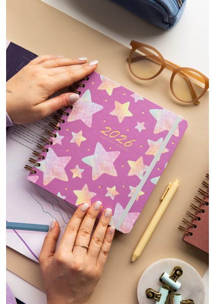 2026 18X20 Spiralli Haftalık Kare Ajanda 12 Aylık - Yıldız