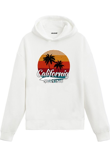 California Surfing Baskılı Hoodie