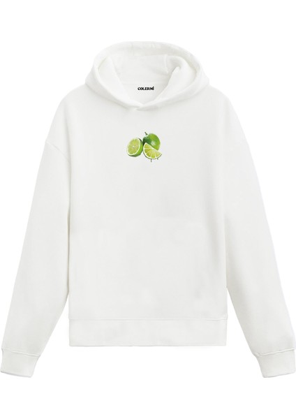 Limon Baskılı Minimal Hoodie