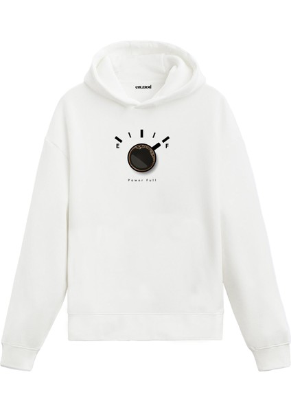 Power Full Kahve Göstergesi Baskılı Hoodie