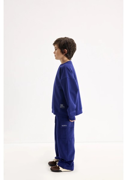 Lacivert Oversize Nakışlı Sweatshirt modelleri