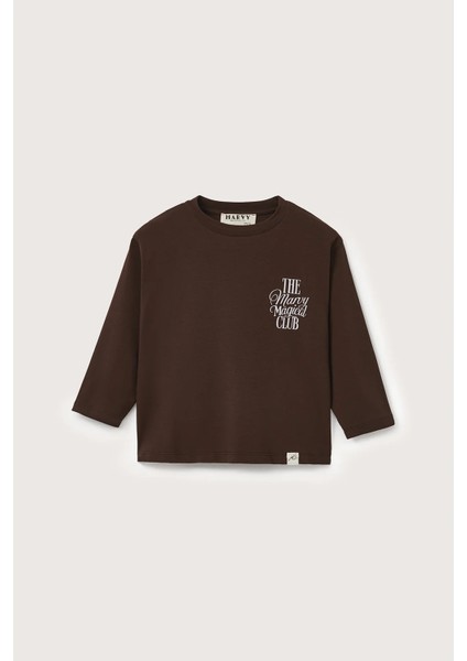 The Marvy Magical Club Kahverengi Baskılı Uzun Kollu Tshirt fırsatları