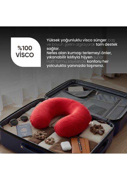Ortopedik Seyahat Yastığı - Visko Yolculuk Yastığı - Seyahat Boyun Yastığı Ortopedik Boyunluk