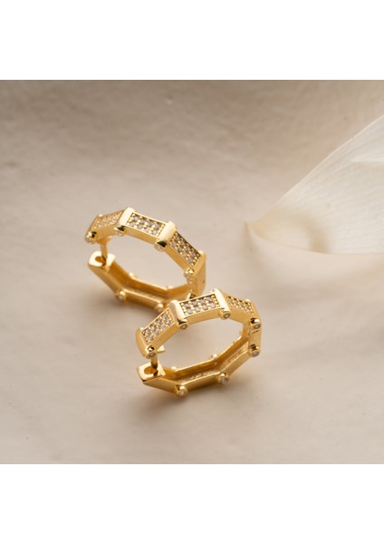 925 Ayar Gümüş Taşlı Köşeli Halka Küpe fırsatları