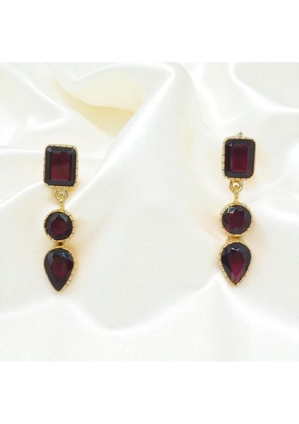 El Işçiliği 925 Ayar Gümüş Garnet Taşlı Küpe | Zarif ve Asil Tasarım fiyatları