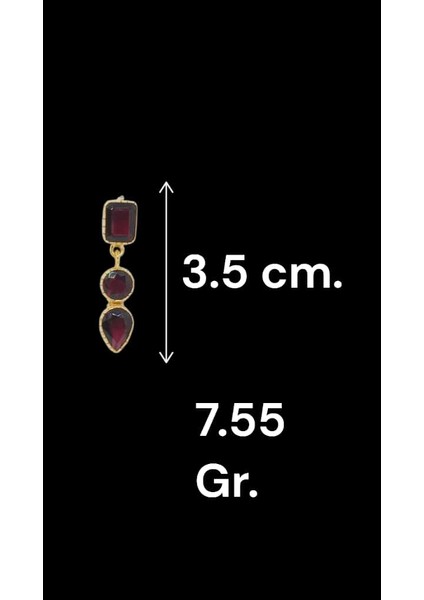 El Işçiliği 925 Ayar Gümüş Garnet Taşlı Küpe | Zarif ve Asil Tasarım modelleri