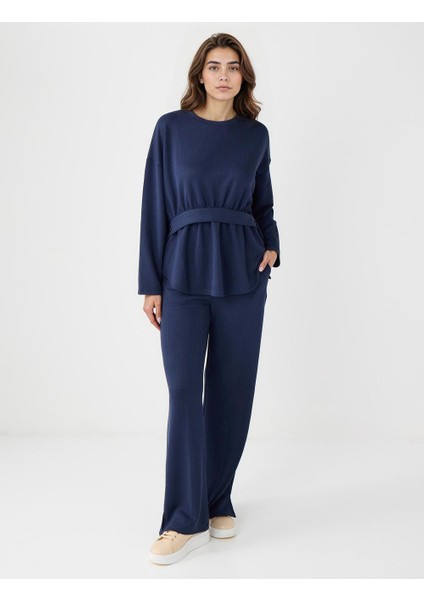 Lacivert Rahat Kesim Bol Paça Modal Örme Pantolon fiyatları