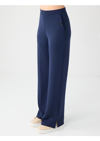 Lacivert Rahat Kesim Bol Paça Modal Örme Pantolon fırsatları
