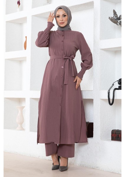 Yırtmaç Detaylı Takım Gül Kurusu MSW19233-3