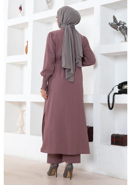 Yırtmaç Detaylı Takım Gül Kurusu MSW19233-3 fırsatları