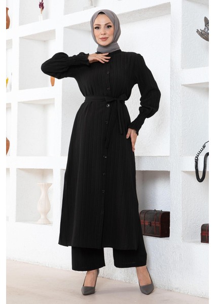 Yırtmaç Detaylı Takım Siyah MSW19233-1