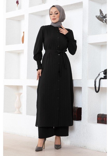 Yırtmaç Detaylı Takım Siyah MSW19233-1 modelleri