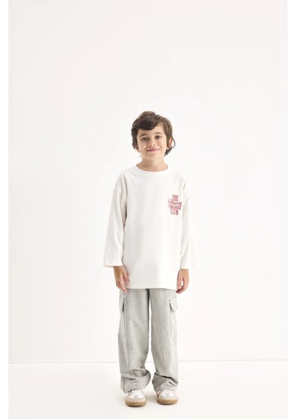 The Marvy Magical Club Ekru Baskılı Uzun Kollu Tshirt fiyatları