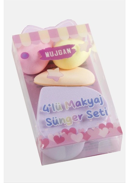 4 Adet Kalp Makyaj Süngeri