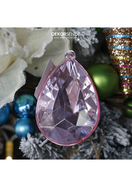 Yılbaşı Süsü Damla Taş Süs Pembe 13 cm fiyatları