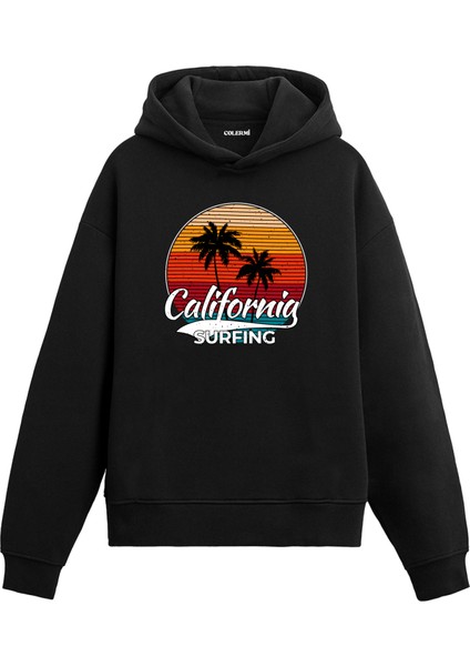 California Surfing Baskılı Hoodie