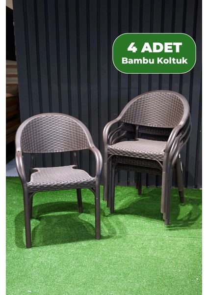 Bambu Rattan Kollu Koltuk 4 Adet fiyatları