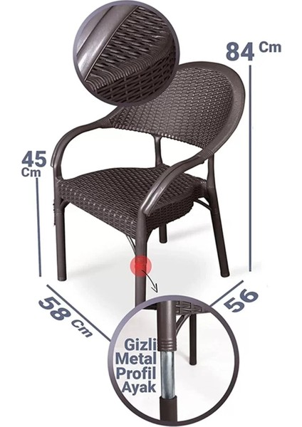 Bambu Rattan Kollu Koltuk 4 Adet modelleri