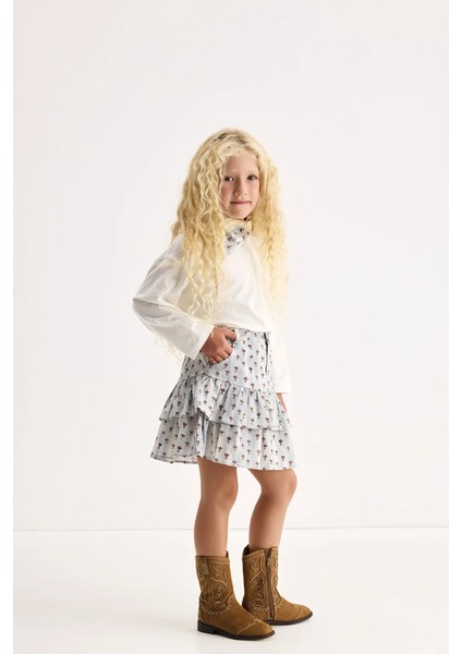 Lior Desenli Gabardin-Poplin Mini Etek