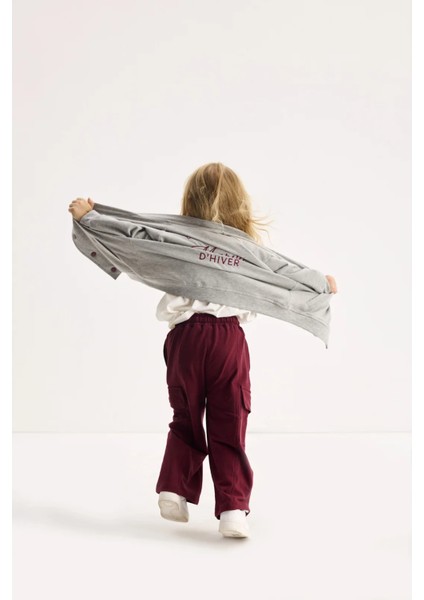 Bordo Kargo Cepli Nakışlı Pantolon modelleri