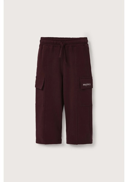 Bordo Kargo Cepli Nakışlı Pantolon fırsatları