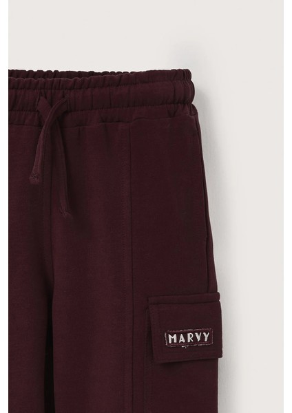 Bordo Kargo Cepli Nakışlı Pantolon indirimleri