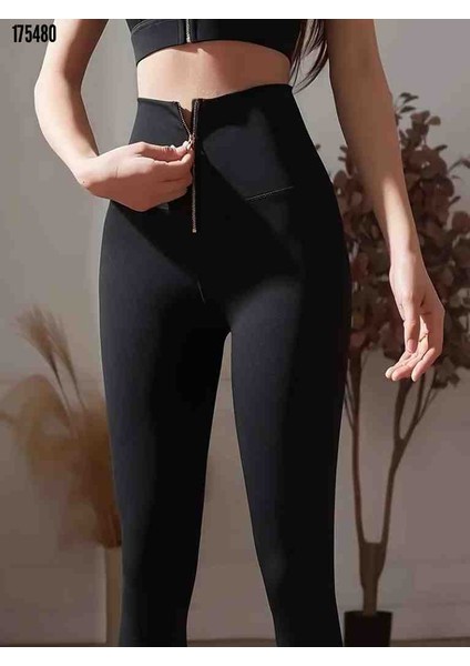 Kadın Yüksek Bel Önden Fermuarlı Spor Dalgıç Tayt fiyatları