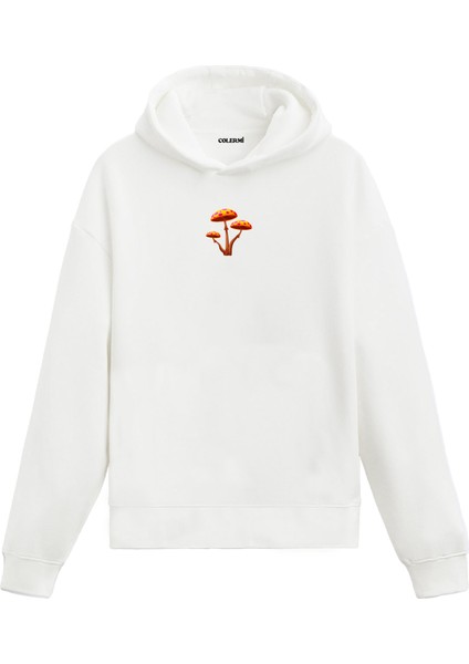 Minimal Mantar Baskılı Hoodie