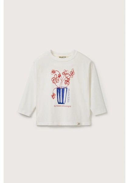 Çiçek Baskılı Uzun Kollu Tshirt