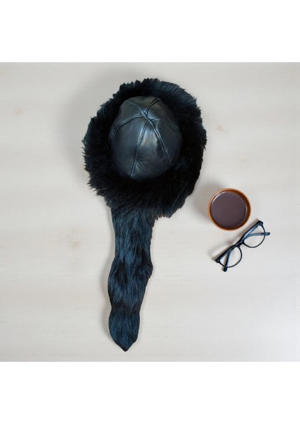 Gerçek Deri Kuyruklu Deri Börk Erkek Kadın Şapka Bere Siyah indirimleri