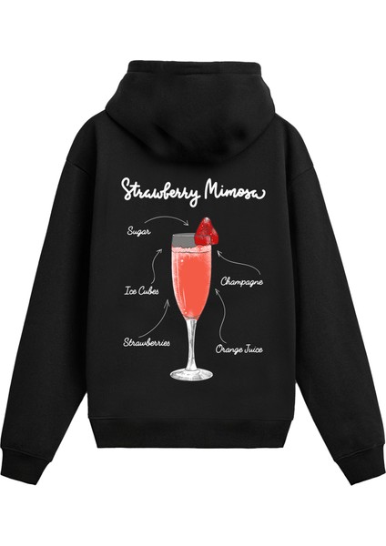 Strawberry Mimosa Sırt Baskılı Hoodie