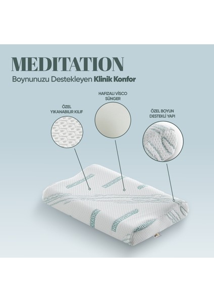 Visko Tek Taraflı Boyun Destek Yastığı - [meditation] Boyun Düzleşmesi Için Visco Yastık indirimleri
