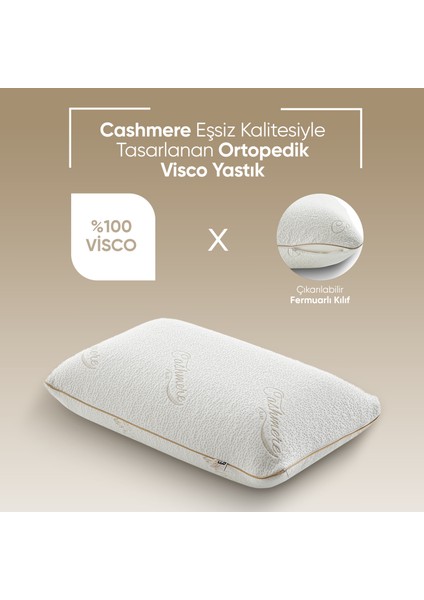 Özel Visko Kaşmir Uyku Yastığı - Ortopedik Visco Tombul Yastık - Ultra Lüx Cashmere Kumaş indirimleri